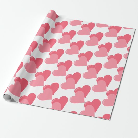 Twin roze harten cadeaupapier (Uitgerold)