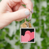 Twin roze harten sleutelhanger (Hand)