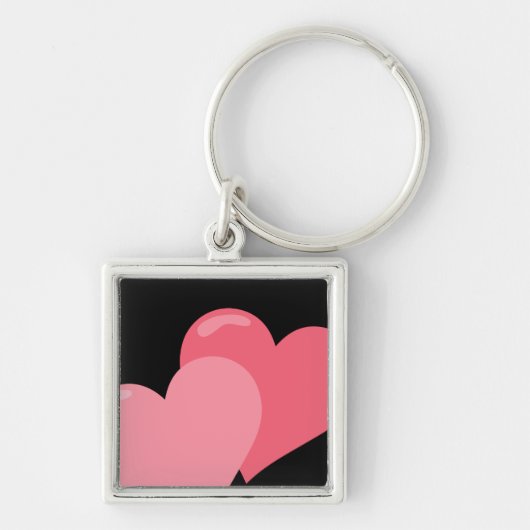 Twin roze harten sleutelhanger (Voorkant)