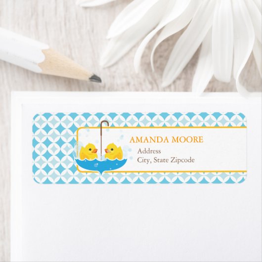 Twin Rubber Duckies adreslabel Etiket (Insitu)