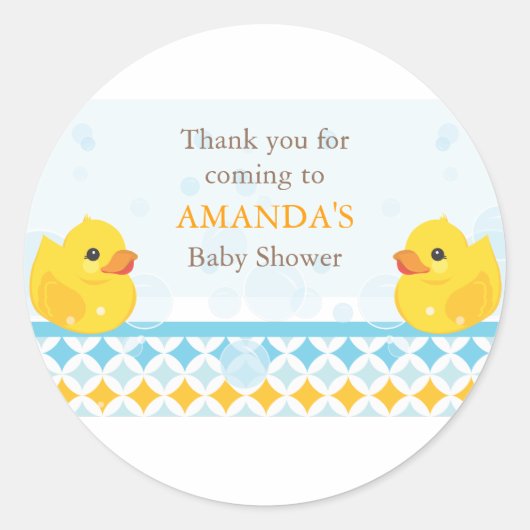 Twin Rubber Duckies Baby shower Favor Sticker (Voorkant)