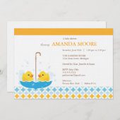 Twin Rubber Ducky Baby shower Invitation Kaart (Voorkant / Achterkant)
