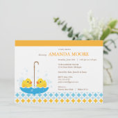 Twin Rubber Ducky Baby shower Invitation Kaart (Staand voorkant)
