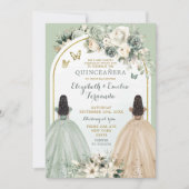 Twin Sage Groen en Ivoor Quinceañera Prinsessen Kaart (Voorkant)