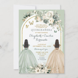 Twin Sage Groen en Ivoor Quinceañera Prinsessen Kaart