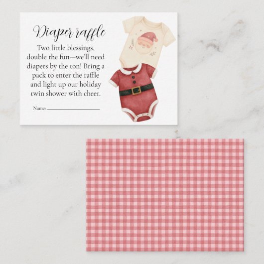 Twin Santa Babies Diaper Raffle Card Informatiekaartje (Voorkant / Achterkant)
