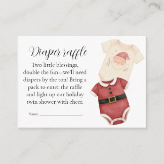 Twin Santa Babies Diaper Raffle Card Informatiekaartje