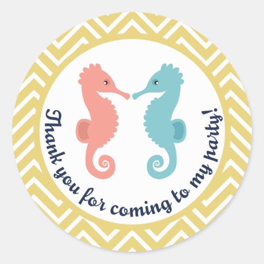 Twin Seahorses Zwemmen Zomerfeest Dank u Sticker (Voorkant)
