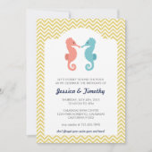 Twin Seapaarden Double Birthday Party Invitation Kaart (Voorkant)