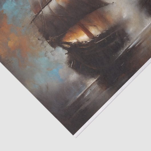 Twin Ships Battle Decoupage Tissuepapier (Detail)