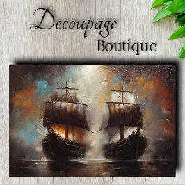 Twin Ships Battle Decoupage Tissuepapier