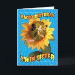 Twin Sister Birthday Card met fee Cutie Pie Kaart<br><div class="desc">Twin Sister Birthday Card met fee Cutie Pie</div>