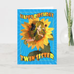 Twin Sister Birthday Card met fee Cutie Pie Kaart<br><div class="desc">Twin Sister Birthday Card met fee Cutie Pie</div>