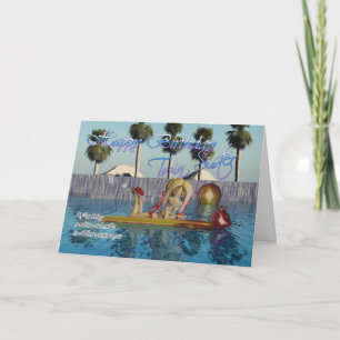 Twin Sister Birthday-kaart, Moonies Cutie Pie-pool Kaart