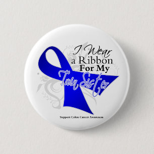 Twin Sister Blue Ribbon - Colon Cancer Ronde Button 5,7 Cm