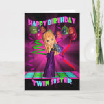 Twin Sister Happy Birthday met Cute Little Cutie Kaart<br><div class="desc">Twin Sister Happy Birthday met kleine Cutie Pie ballons en wimpelaars</div>