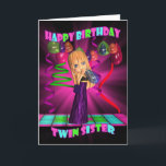 Twin Sister Happy Birthday met Cute Little Cutie Kaart<br><div class="desc">Twin Sister Happy Birthday met kleine Cutie Pie ballons en wimpelaars</div>