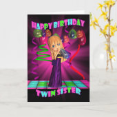 Twin Sister Happy Birthday met Schattigee kleine C Kaart (Gele Bloem)