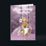 Twin Sister Happy Birthday schattige fee op bloeme Kaart<br><div class="desc">Twin Sister Happy Birthday schattige fee op bloem schommel,  magisch</div>