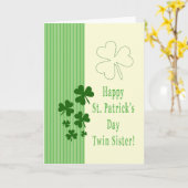 Twin Sister Happy St. Patrick's Day Kaart (Gele Bloem)