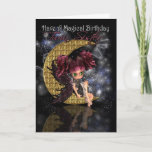 Twin Sister Magical Birthday schattige maanbeurs Kaart<br><div class="desc">Tweelingzuster Magische Birthday schattige kleine maanfee bij meer</div>