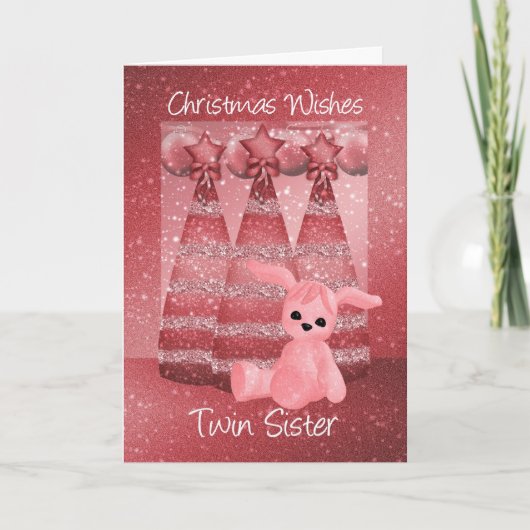 Twin Sister Sparkle Christmas Wenskaart Dusky Feestdagen Kaart (Voorkant)
