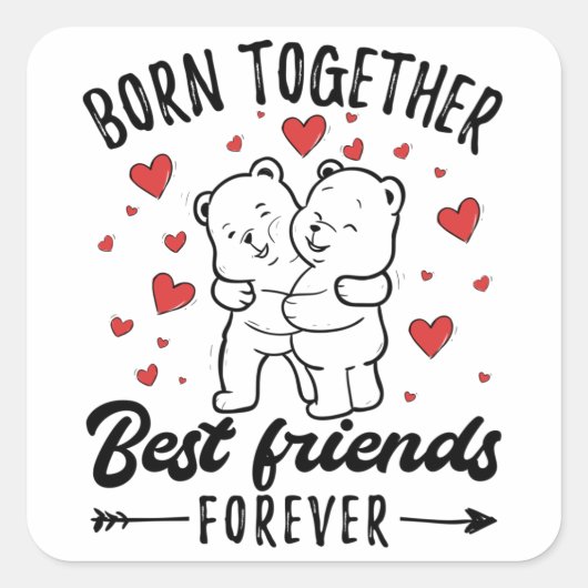 Twin Sister Twins Gift Vierkante Sticker (Voorkant)