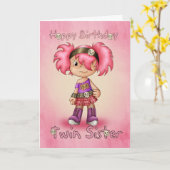 Twin Sister - Verjaardag Kaart - Little Rock Chick (Gele Bloem)