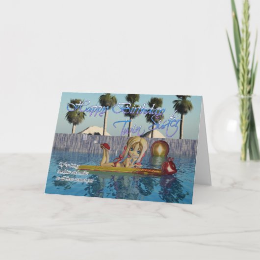 Twin Sister Verjaardagskaart, Moonies Cutie Pie zw Kaart (Voorkant)