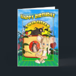 Twin Sister Verjaardagskaart schatje taart muis, m Kaart<br><div class="desc">Twin Sister Verjaardagskaart cutie taart muis,  met muizen in kaashuis</div>