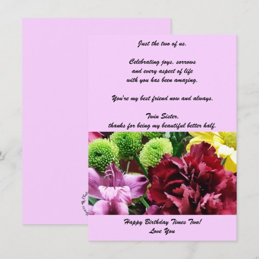 Twin Sisters Birthday Flat Wenskaart (Voorkant / Achterkant)