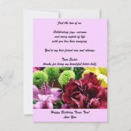 Twin Sisters Birthday Flat Wenskaart