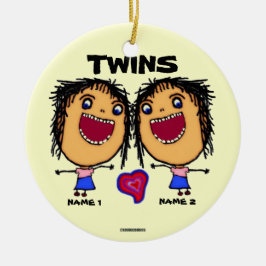Twin Sisters Cartoon Keramisch Ornament