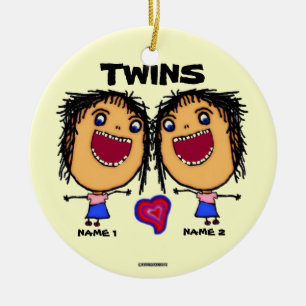 Twin Sisters Cartoon Keramisch Ornament