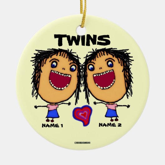 Twin Sisters Cartoon Keramisch Ornament (Voorkant)