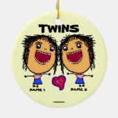 Twin Sisters Cartoon Keramisch Ornament (Achterkant)