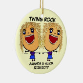 Twin Sisters Rock Cartoon Keramisch Ornament (Rechts)