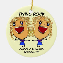 Twin Sisters Rock Cartoon Keramisch Ornament
