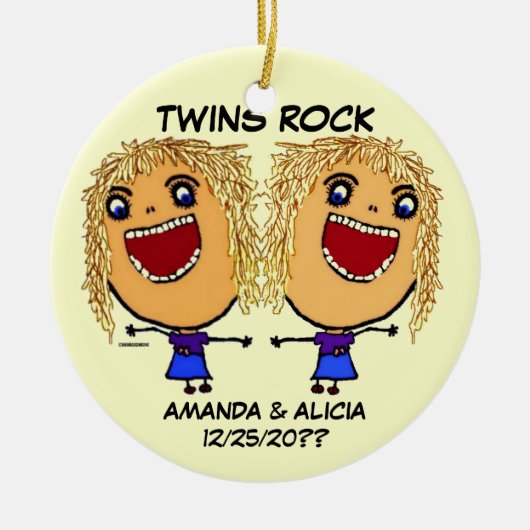 Twin Sisters Rock Cartoon Keramisch Ornament (Voorkant)