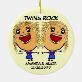 Twin Sisters Rock Cartoon Keramisch Ornament (Achterkant)