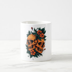 Twin Skulls Florale Gotiek Koffiemok