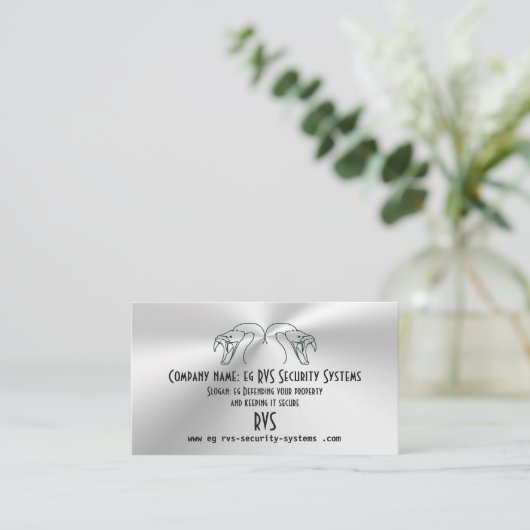 Twin Snake Head Logo, Fangs Bared - Security Busi Visitekaartje (Staand voorkant)