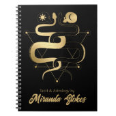 Twin Snakes & Skulls Zwart & Goud Trendy Gothic Notitieboek (Voorkant)