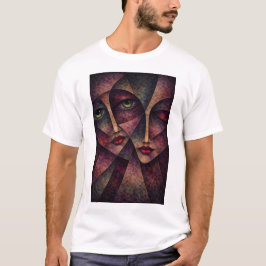 Twin Souls – Abstracte Cubistische Gezichten T-shirt