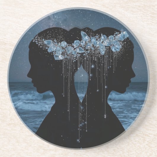 Twin Souls Beneath the Stars Zandsteen Onderzetter (Voorkant)