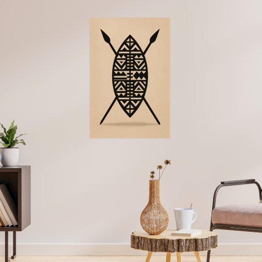 "Twin Spears | Traditional African Weapon Wall Art Poster (Woonkamer 3)