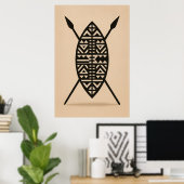 "Twin Spears | Traditional African Weapon Wall Art Poster (Thuiskantoor)