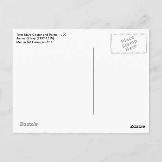 Twin Stars Castor en Pollux van Gillray Briefkaart (Achterkant)