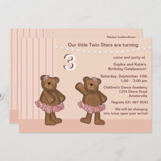 Twin Stars Uitnodiging (Voorkant / Achterkant)