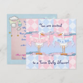 Twin Storks voor Baby shower Kaart (Voorkant / Achterkant)